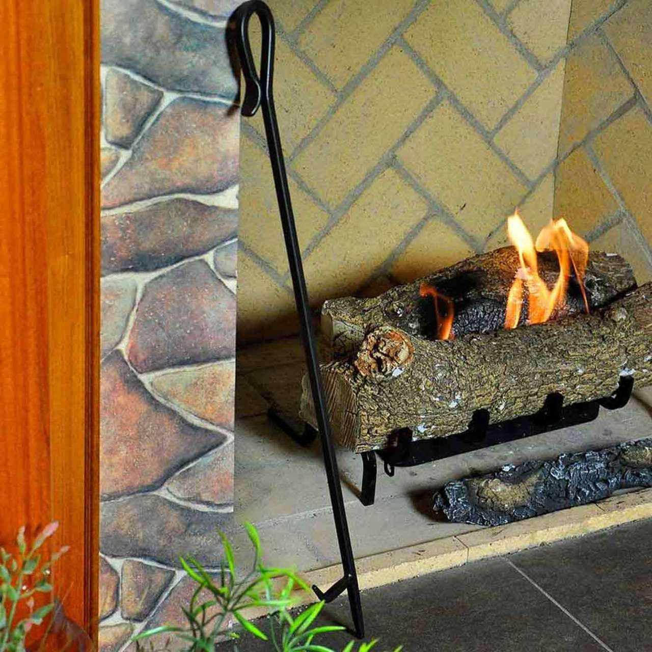 Shepherd's Hook Fireplace Poker - 28" Long-Black Powdercoat