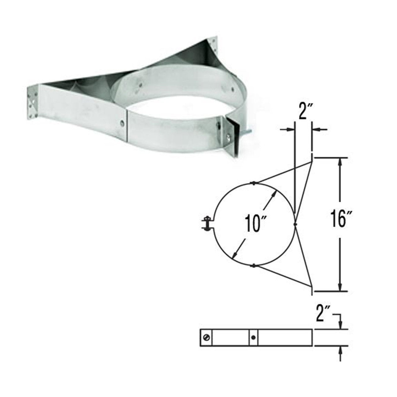 6" DuraPlus Stainless Steel Wall Strap - 6DP-WSSS