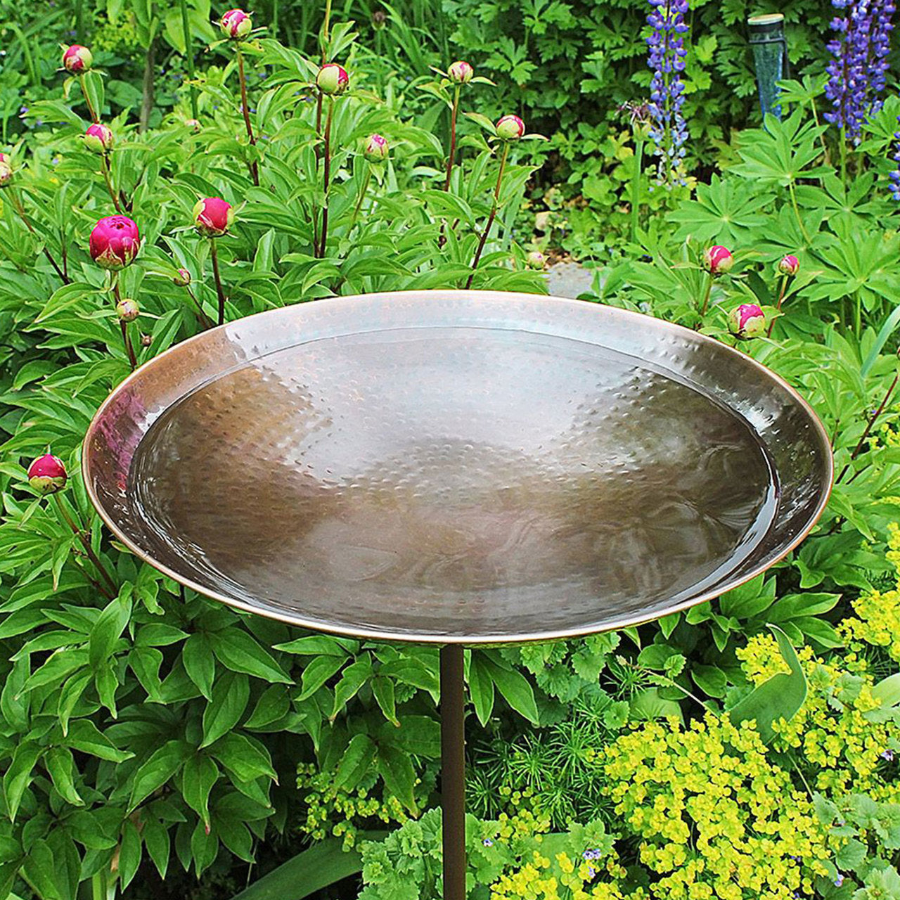 14" Burnt Copper Birdbath with Stake