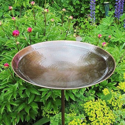 14" Burnt Copper Birdbath with Stake