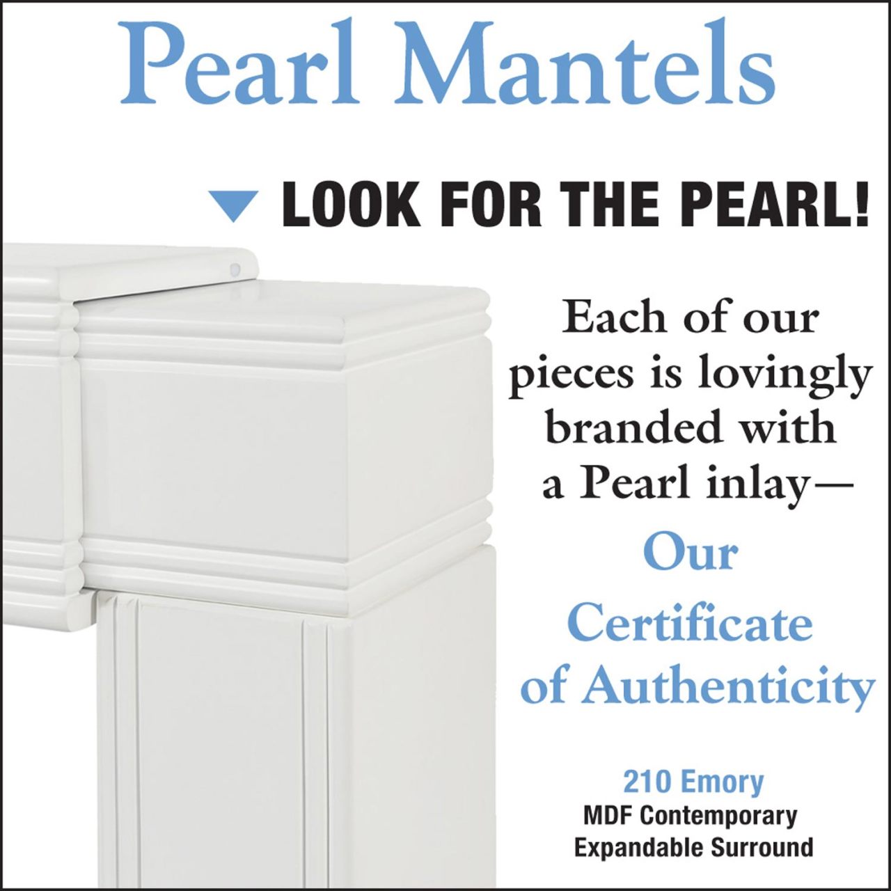 Adjustable Emory Surround by Pearl Mantels - White