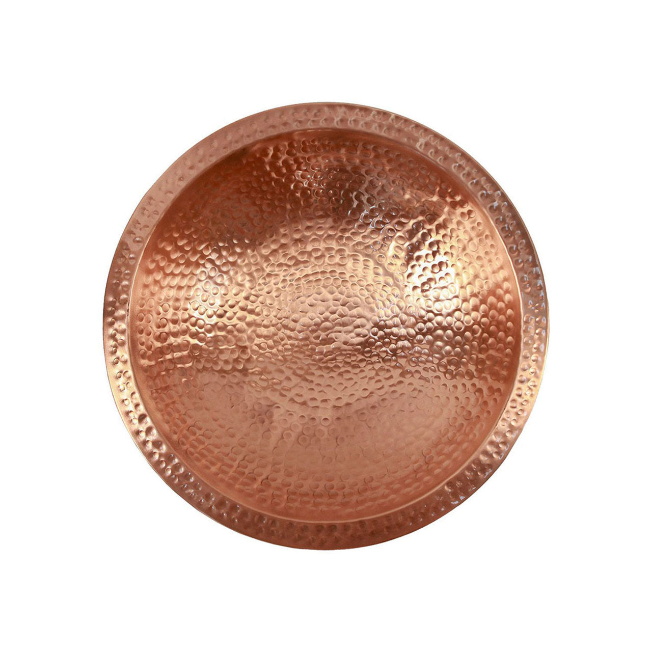 14" Solid Hammered Copper Bowl w/ Rim w/ Stake