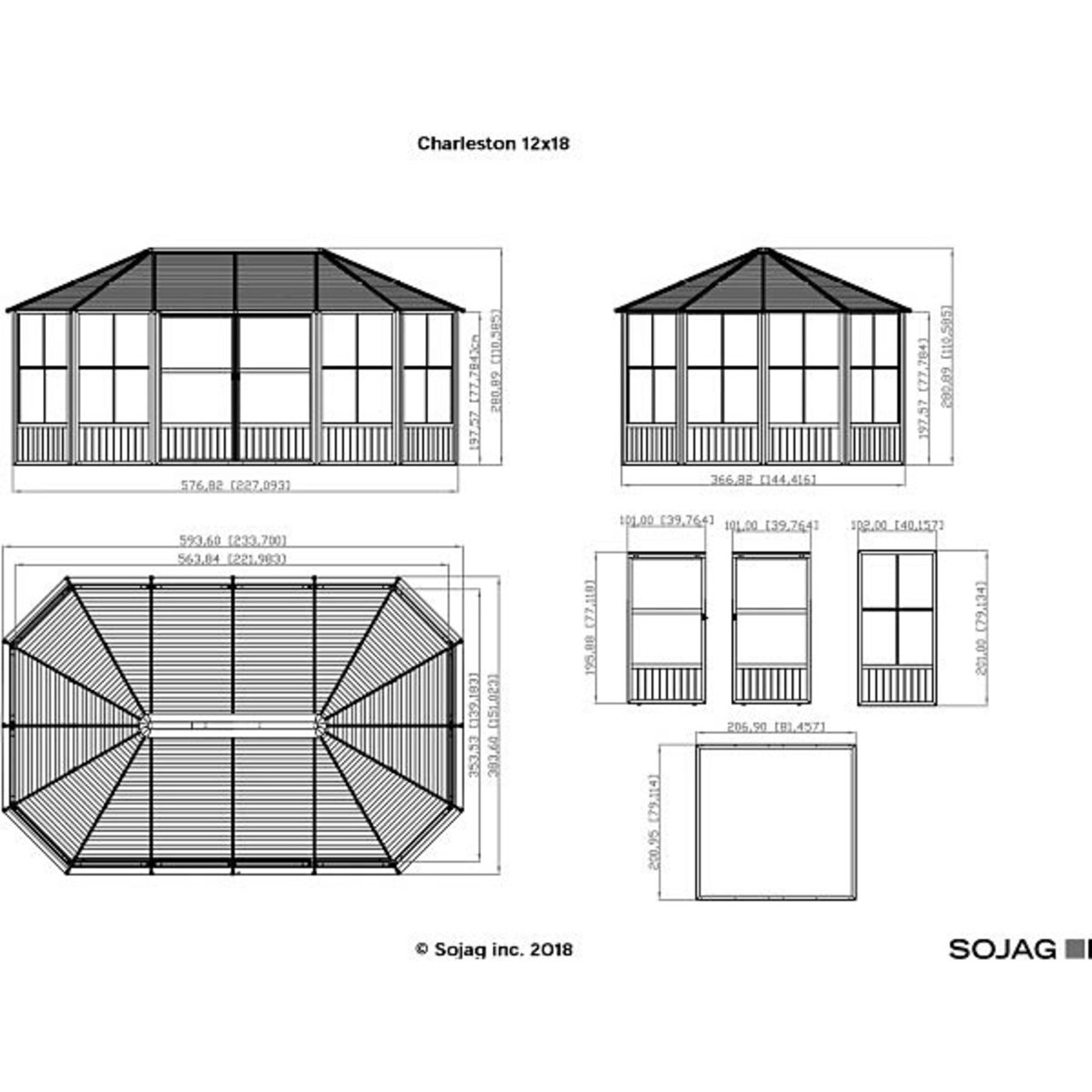 Charleston 12' x 18' Solarium - Dark Gray