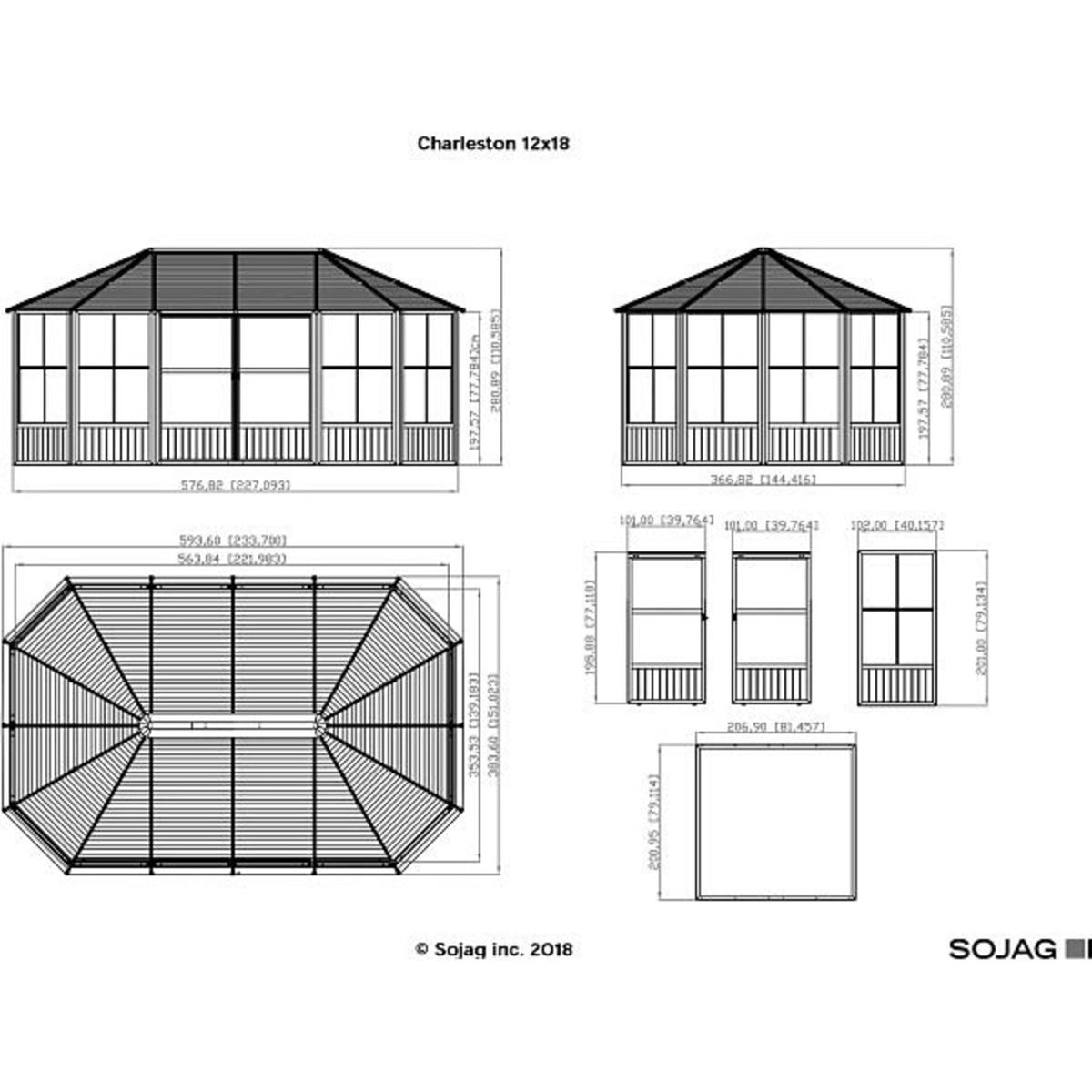Charleston 12' x 18' Solarium - Dark Gray