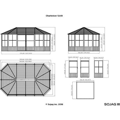 Charleston 12 x 18 Solarium - Dark Gray