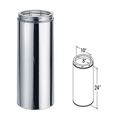 8" x 24" DuraTech Stainless Steel Chimney Pipe - 8DT-24SS