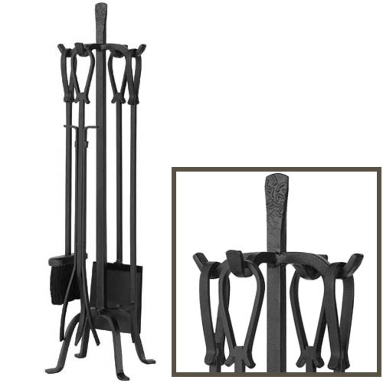 5 Piece Olde World Iron Fireplace Tools with Loop Handles