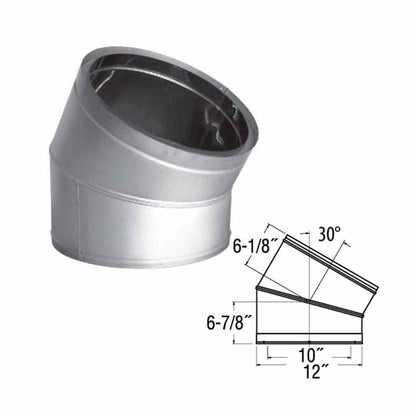 10" DuraTech 30 Degree Stainless Steel Elbow - 10DT-E30SS