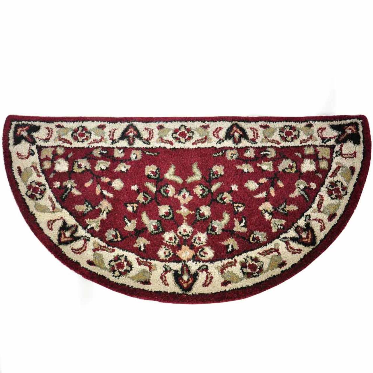 44" Red with Beige Hand Tufted Wool Hearth Rug
