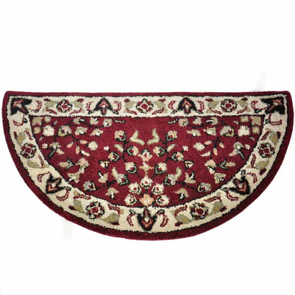 44" Red with Beige Hand Tufted Wool Hearth Rug