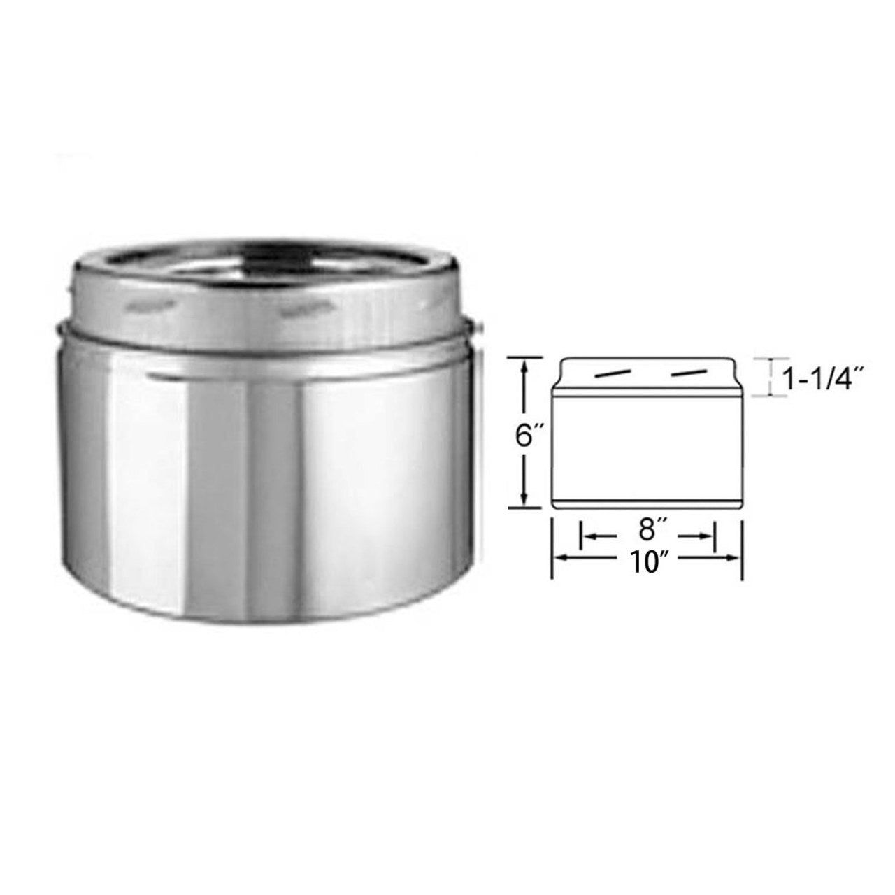 8" x 6" Selkirk Ultra Temp Stainless Chimney Pipe - 208006U