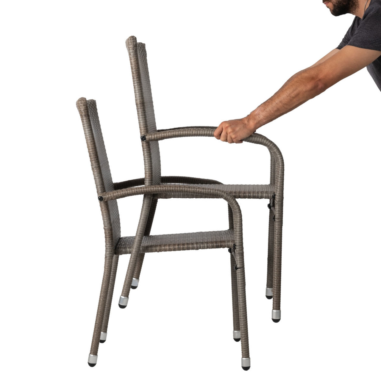 Fire Sense Weathered Gray Morgan Outdoor Wicker Stacking Chair - Set of 2 - 65254 (64529)