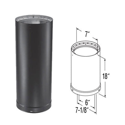 6" x 18" DVL Double-Wall Black Stove Pipe - 6DVL-18