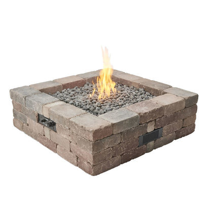 Outdoor Greatroom Bronson Block Square/Round Gas Fire Pit Kit - BRON5151-K/BRON52-K