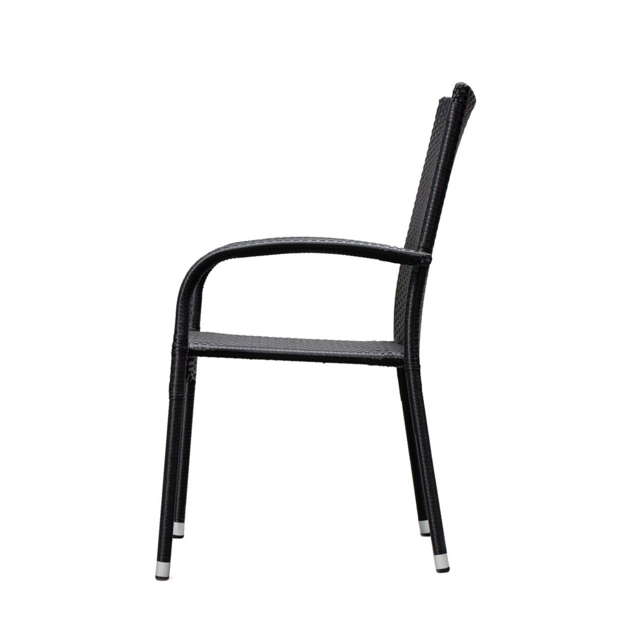 Set of 4 Outdoor Wicker Chairs - Black