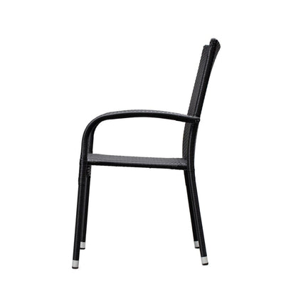 Set of 4 Outdoor Wicker Chairs - Black