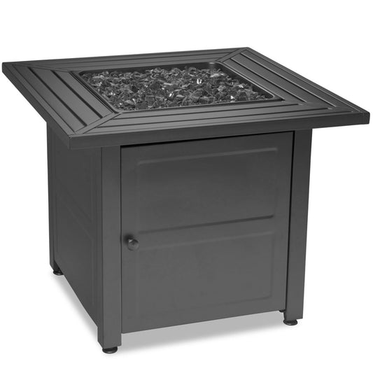 LP Gas Outdoor Fire Pit w/ 30" Steel Mantel - Brown