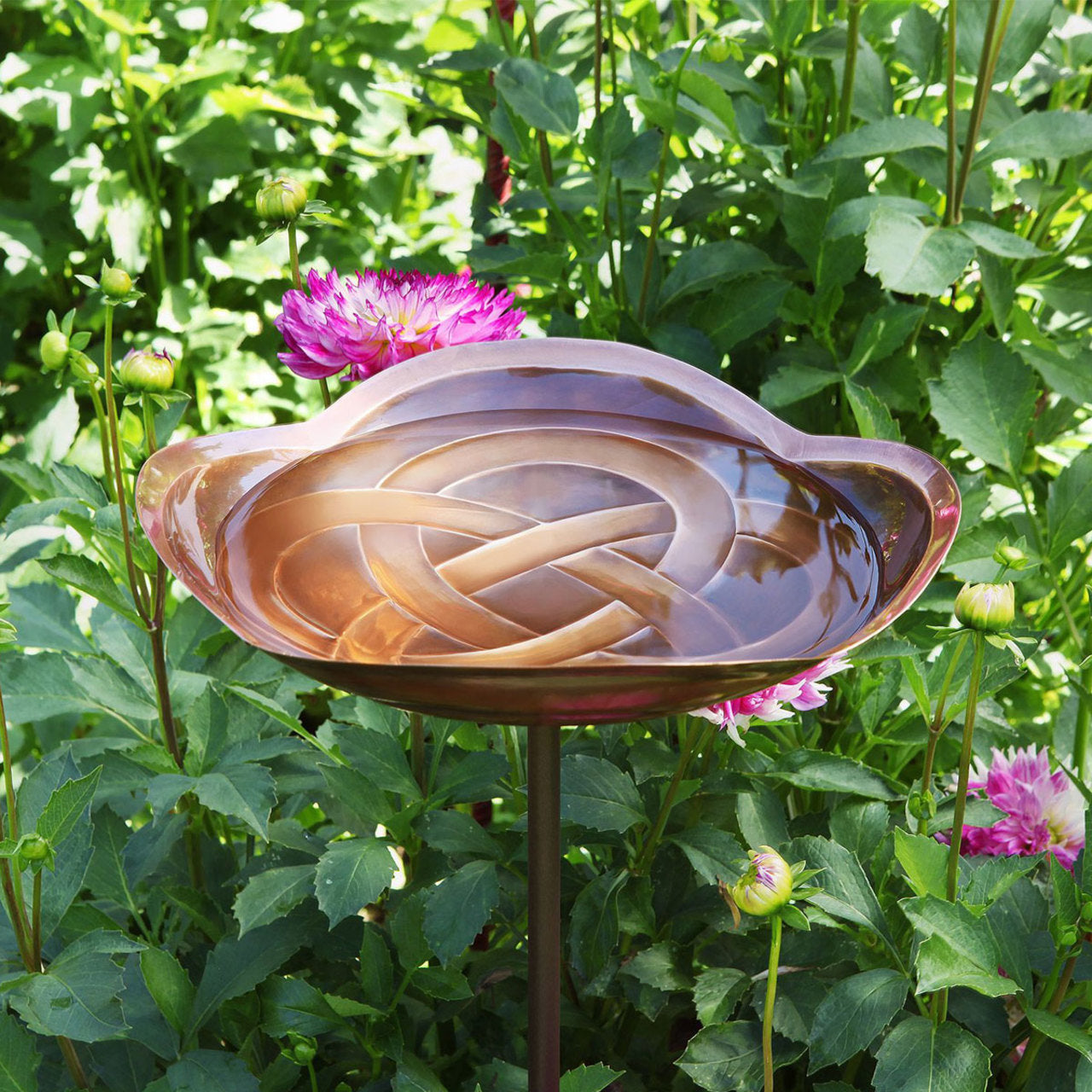 10.5" Dara Knot Staked Birdbath - Copper