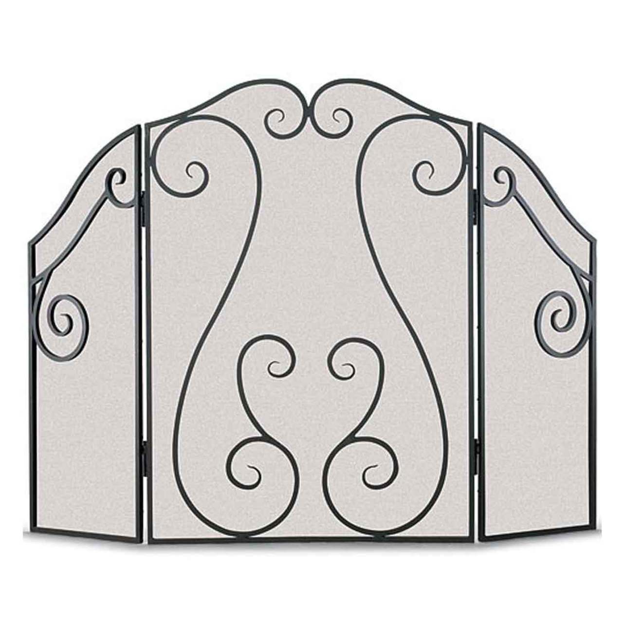 Pilgrim Antique Scroll Three Panel Fireplace Screen - Black