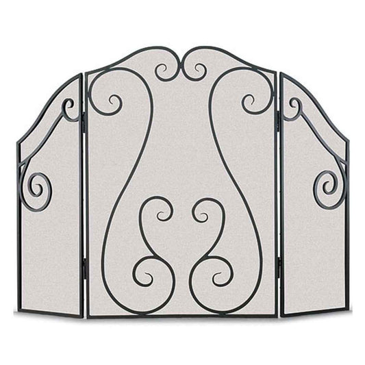 Pilgrim Antique Scroll Three Panel Fireplace Screen - Black
