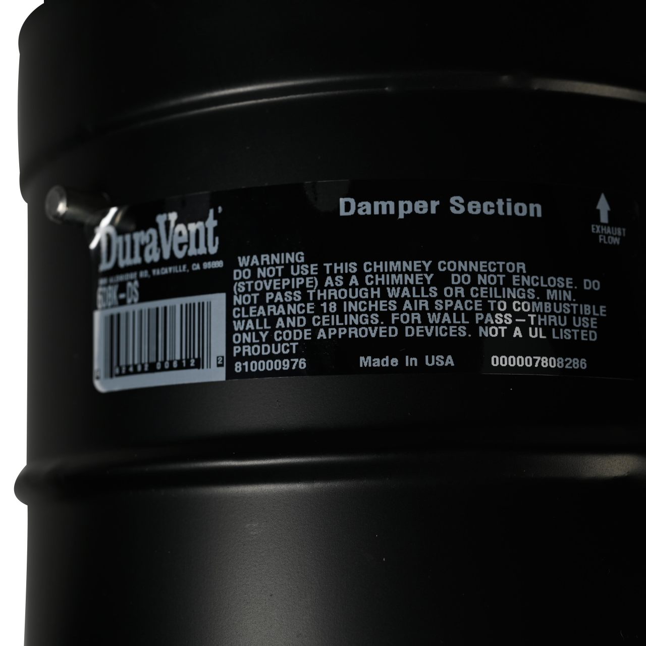 6" DuraBlack Damper Section - 6DBK-DS