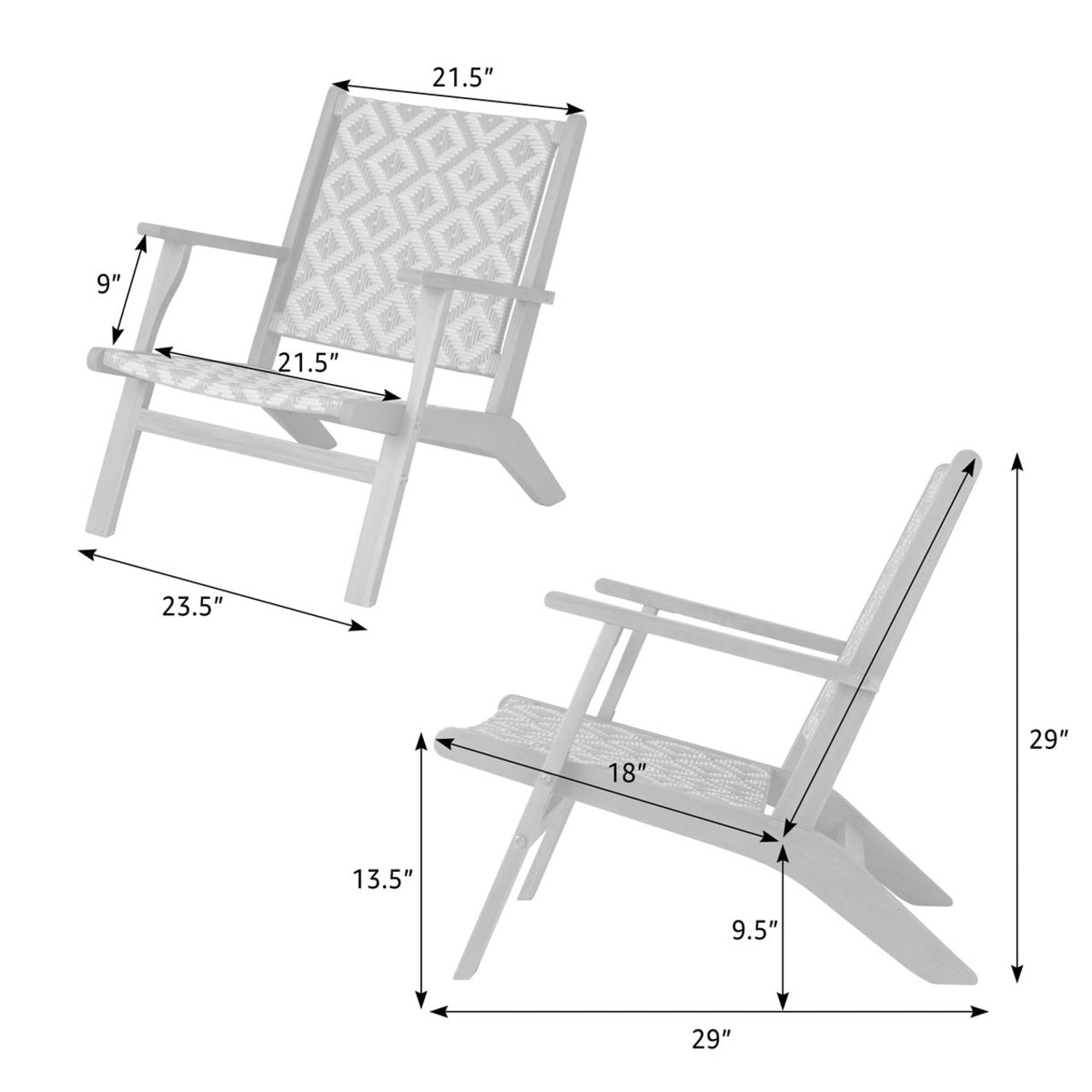 Fire Sense Vega Natural Stain Outdoor Chair in Diamond-Weave Wicker - 64158