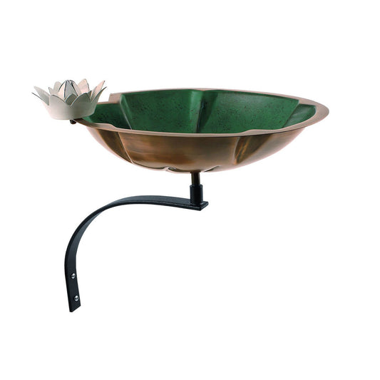12.5" Lilypad Birdbath with Wall Mount Bracket - Green