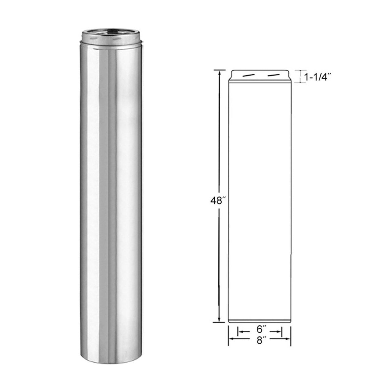 6" x 48" Selkirk Ultra Temp Stainless Chimney Pipe - 206148U