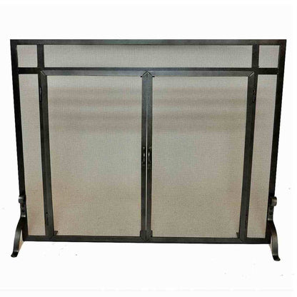 Pilgrim Vintage Forged Iron Fireplace Screen with Doors - 39" W x 31" H