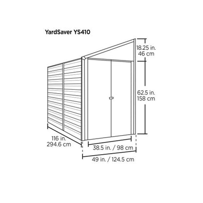 Yardsaver 4 x 10 Steel Pent Roof Storage Shed - Eggshell