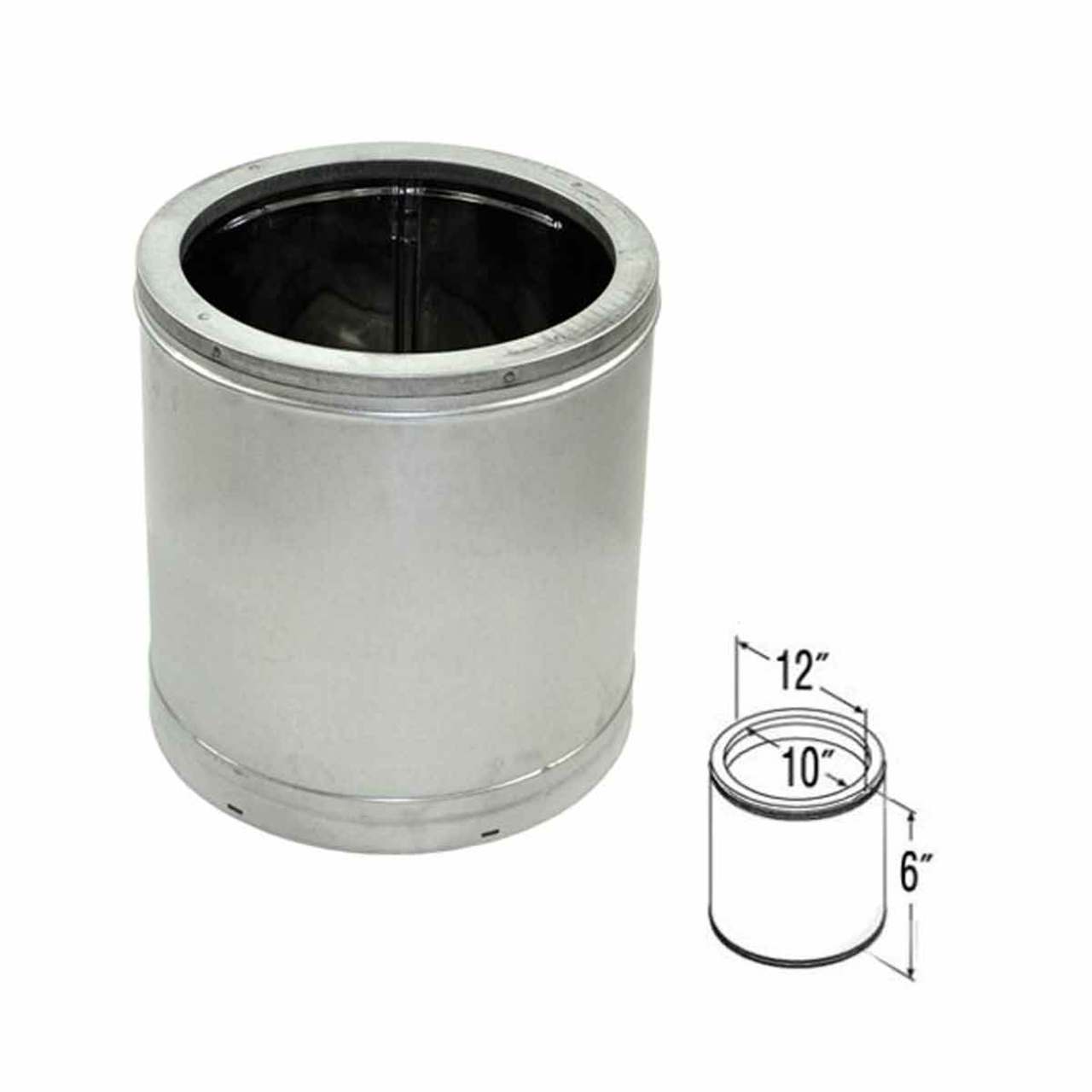 10'' x 6'' DuraTech Galvanized Chimney Pipe - 10DT-06