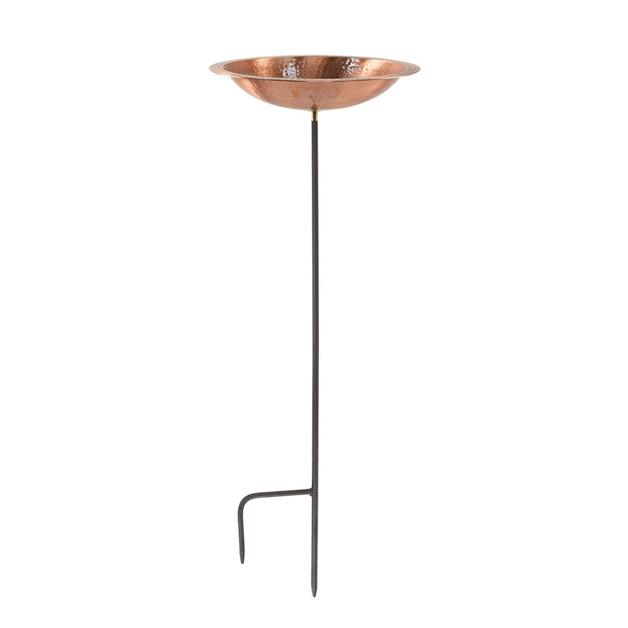 14" Solid Hammered Copper Bowl w/ Rim w/ Stake
