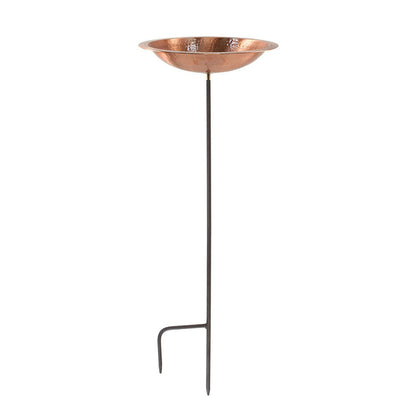 14" Solid Hammered Copper Bowl w/ Rim w/ Stake