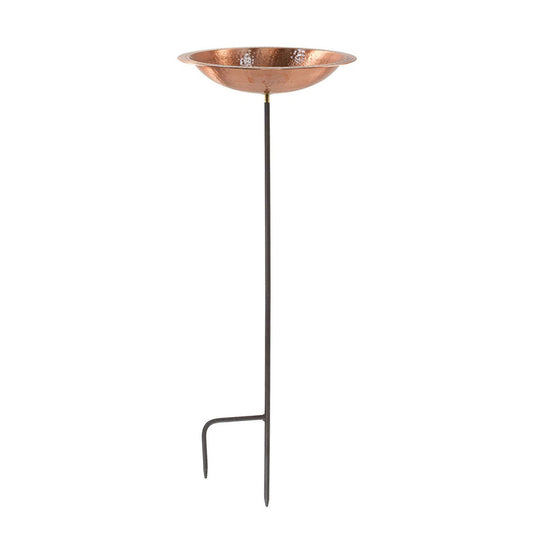 14" Solid Hammered Copper Bowl w/ Rim w/ Stake