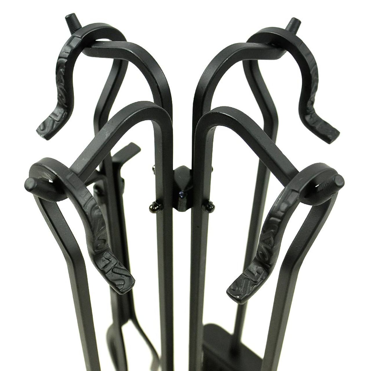 5 Piece Black Wrought Iron Tool Set with Crook Handles - F-T18070BK