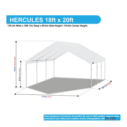 King Canopy  18 x 20 White Hercules 8 Leg Canopy