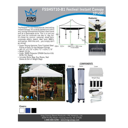 King Canopy  10' x 10' Canopy with Blue Cover - FSSHST10BL