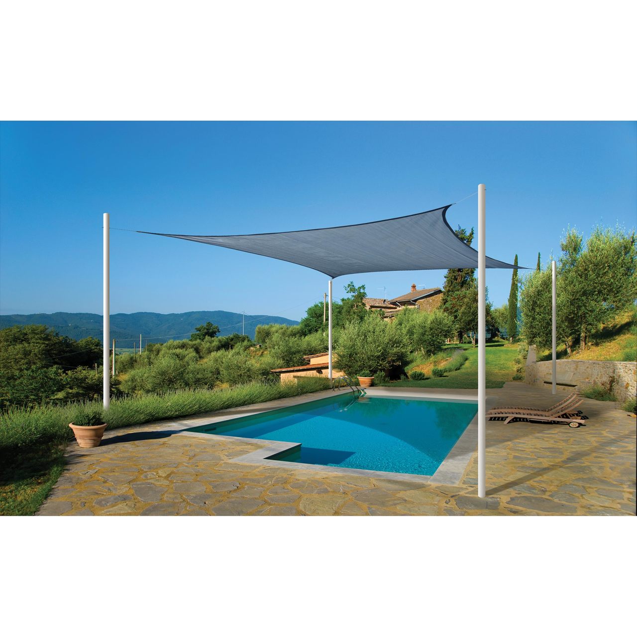 12' x 12' Heavyweight Square Shade Sail  - Sea Blue