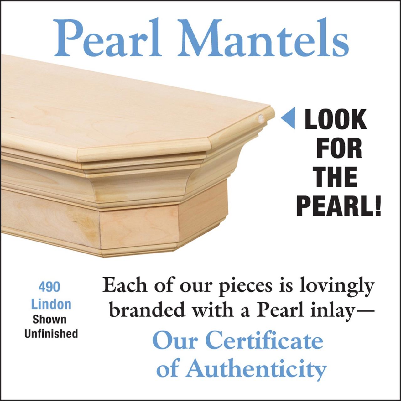 60" Lindon Unfinished Fireplace Shelf by Pearl Mantels