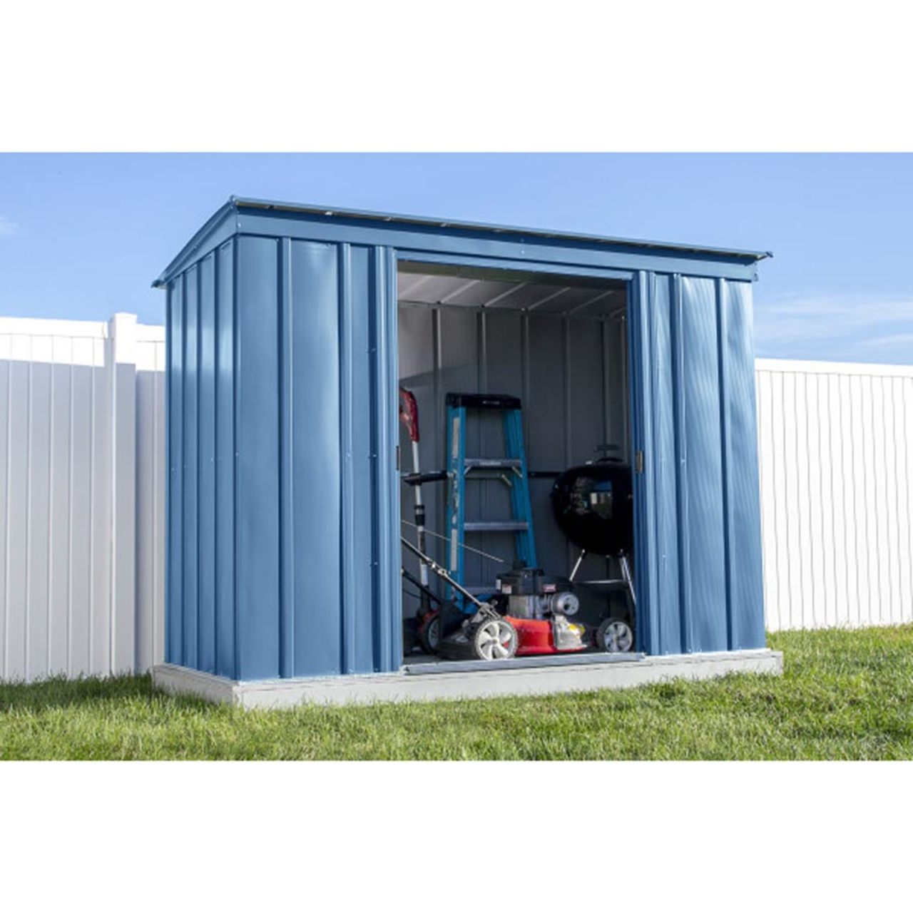 Arrow Classic Steel Storage Shed 8' x 4' -  Blue Gray