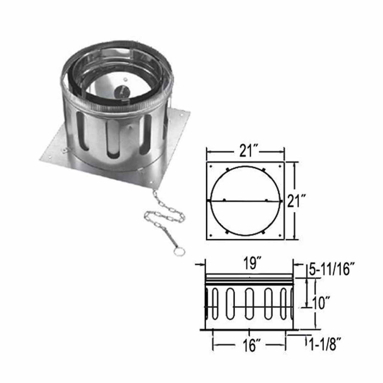 16'' DuraChimney II Anchor Plate with Damper - 16DCA-APD