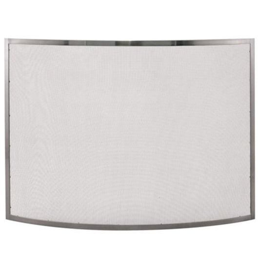 Single Panel Curved Pewter Fireplace Screen