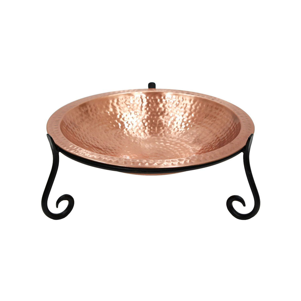 Solid Hammered Copper Birdbath with Short Stand
