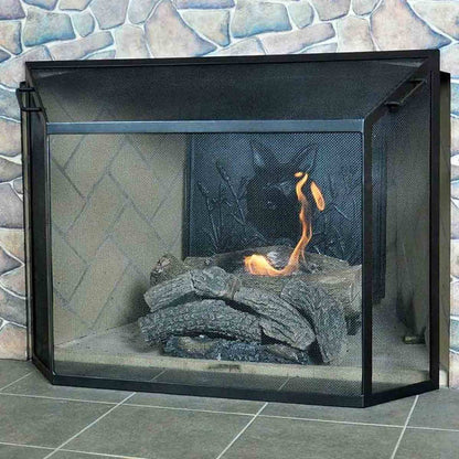 Medium Graphite Powdercoat Spark Guard Fireplace Screen - 39 1/2" W x 29 1/2" H