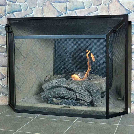 Medium Graphite Powdercoat Spark Guard Fireplace Screen - 39 1/2" W x 29 1/2" H