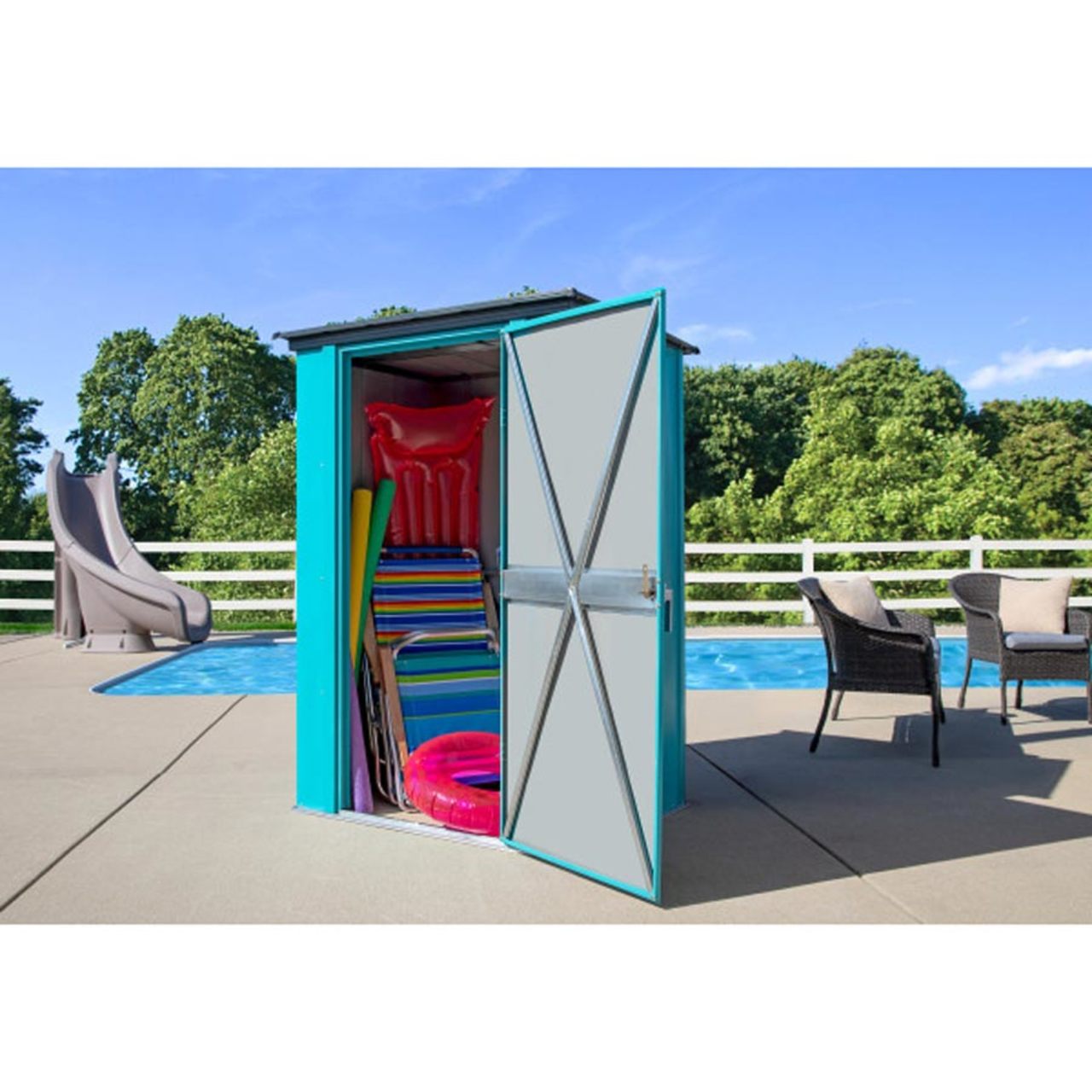 Spacemaker 4' x 3' Patio Shed - Teal and Anthracite