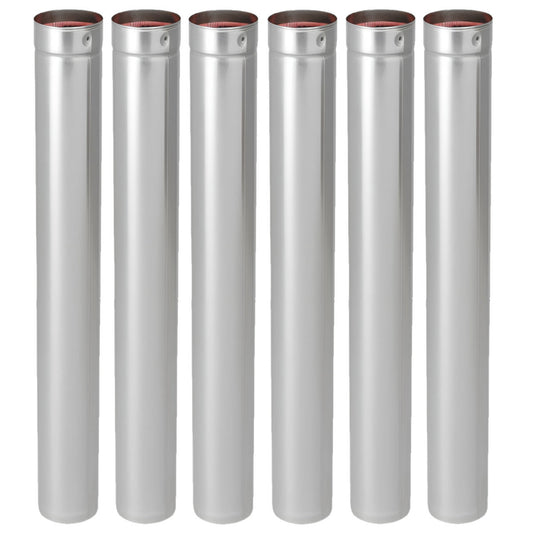 3" X 36" Ventis PelletVent Pipe Galvanized Chimney Pipe (6-Pack) - VP-0336-6