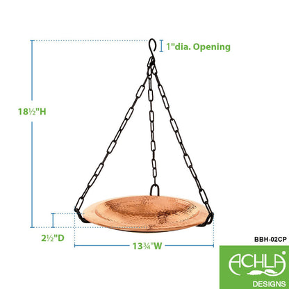 Hammered Copper Hanging Birdbath