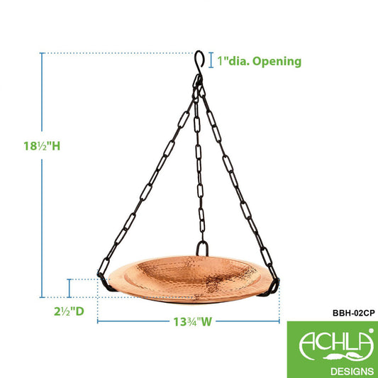 Hammered Copper Hanging Birdbath