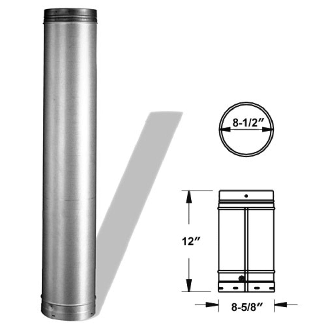8" x 12" DuraLiner Round Rigid Chimney Relining Pipe - 8DLR-12